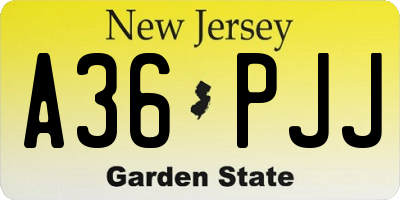 NJ license plate A36PJJ