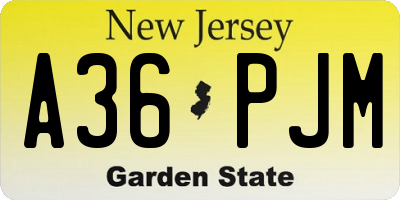 NJ license plate A36PJM