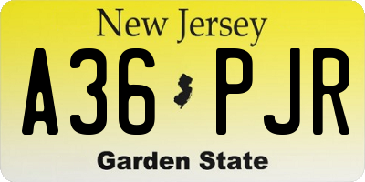 NJ license plate A36PJR