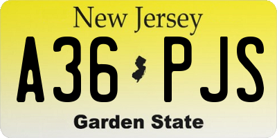 NJ license plate A36PJS