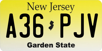 NJ license plate A36PJV