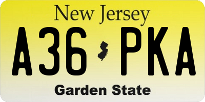 NJ license plate A36PKA