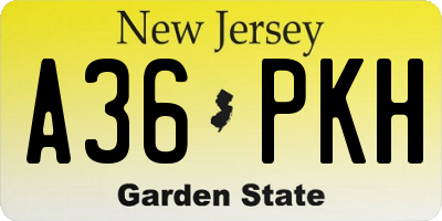 NJ license plate A36PKH