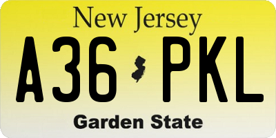 NJ license plate A36PKL