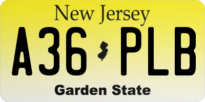 NJ license plate A36PLB
