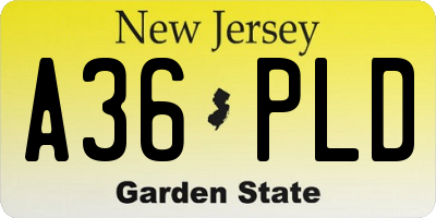 NJ license plate A36PLD