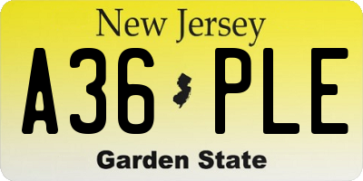 NJ license plate A36PLE