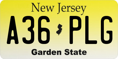 NJ license plate A36PLG