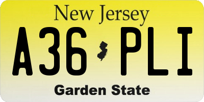 NJ license plate A36PLI