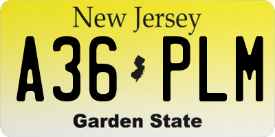 NJ license plate A36PLM