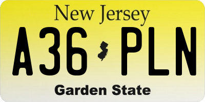 NJ license plate A36PLN