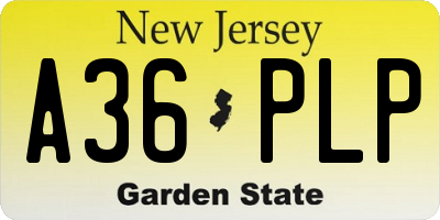 NJ license plate A36PLP