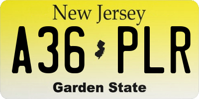 NJ license plate A36PLR
