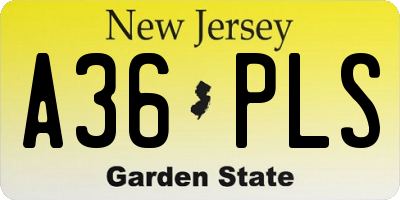 NJ license plate A36PLS