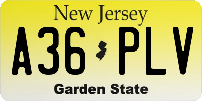 NJ license plate A36PLV