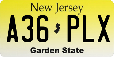 NJ license plate A36PLX
