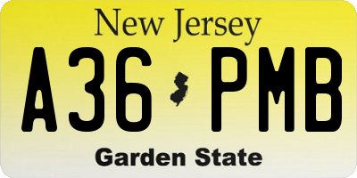 NJ license plate A36PMB