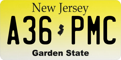 NJ license plate A36PMC
