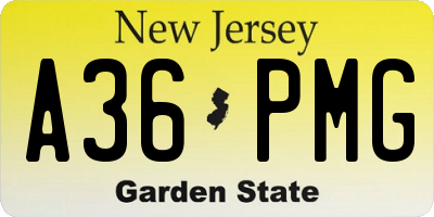 NJ license plate A36PMG