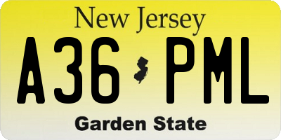 NJ license plate A36PML
