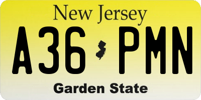 NJ license plate A36PMN