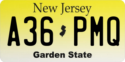 NJ license plate A36PMQ