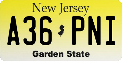 NJ license plate A36PNI