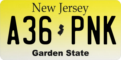 NJ license plate A36PNK