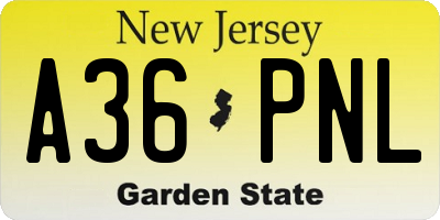 NJ license plate A36PNL