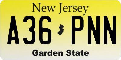 NJ license plate A36PNN