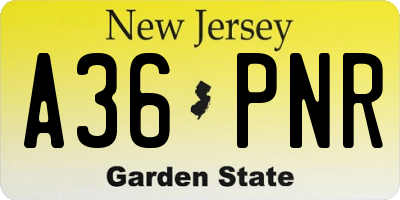 NJ license plate A36PNR