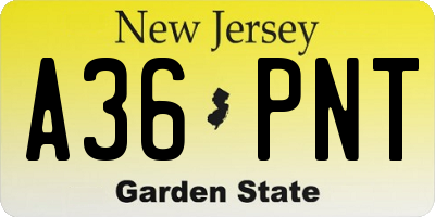 NJ license plate A36PNT
