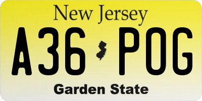 NJ license plate A36POG