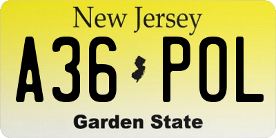 NJ license plate A36POL