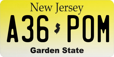 NJ license plate A36POM