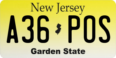 NJ license plate A36POS