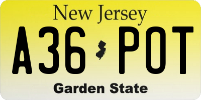 NJ license plate A36POT