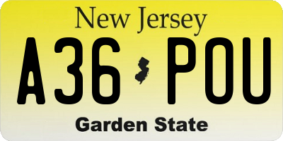 NJ license plate A36POU