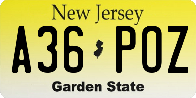NJ license plate A36POZ