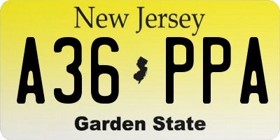 NJ license plate A36PPA