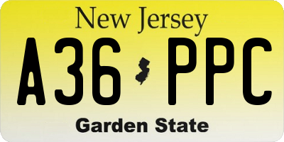 NJ license plate A36PPC