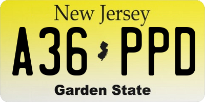 NJ license plate A36PPD