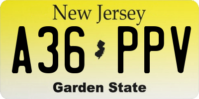 NJ license plate A36PPV