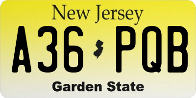 NJ license plate A36PQB