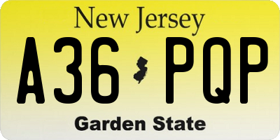 NJ license plate A36PQP
