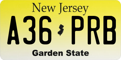 NJ license plate A36PRB