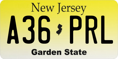 NJ license plate A36PRL