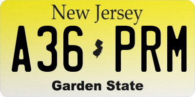 NJ license plate A36PRM