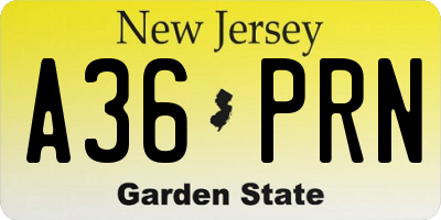 NJ license plate A36PRN