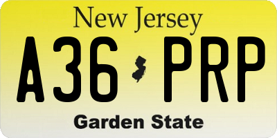 NJ license plate A36PRP